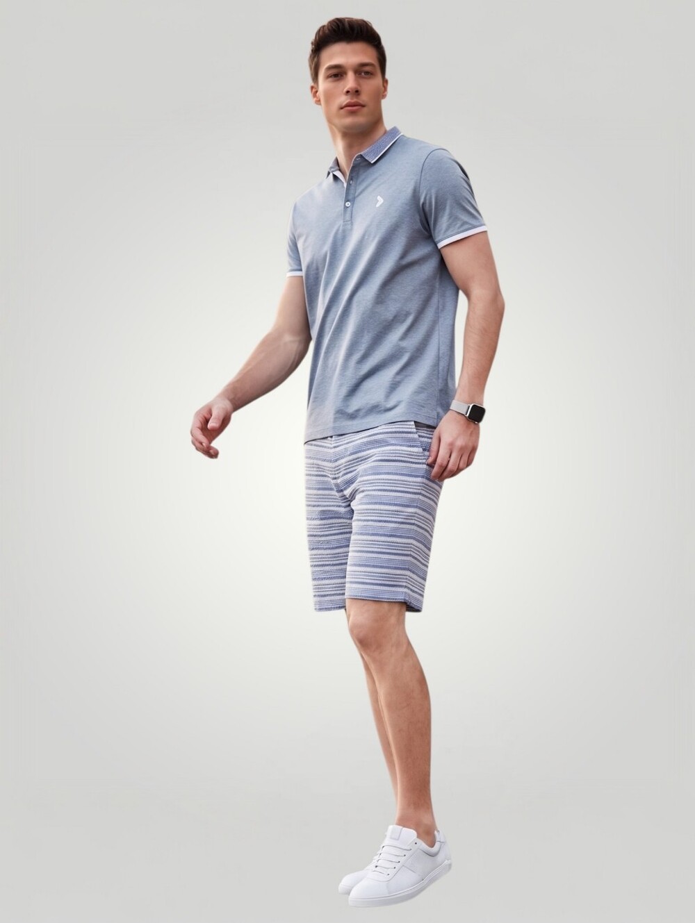 Polo Ralph Lauren Mens Shorts 33 Blue Stripe Seersucker Stretch Classic‎ Fit